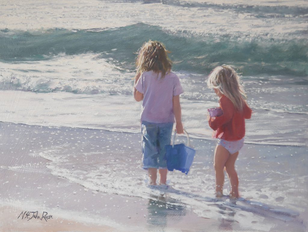 two children going to have fun on the saeshore
