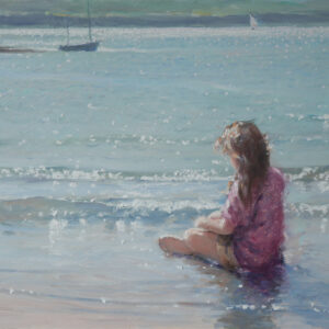 Child watching a boat 25 cm x 40cm
