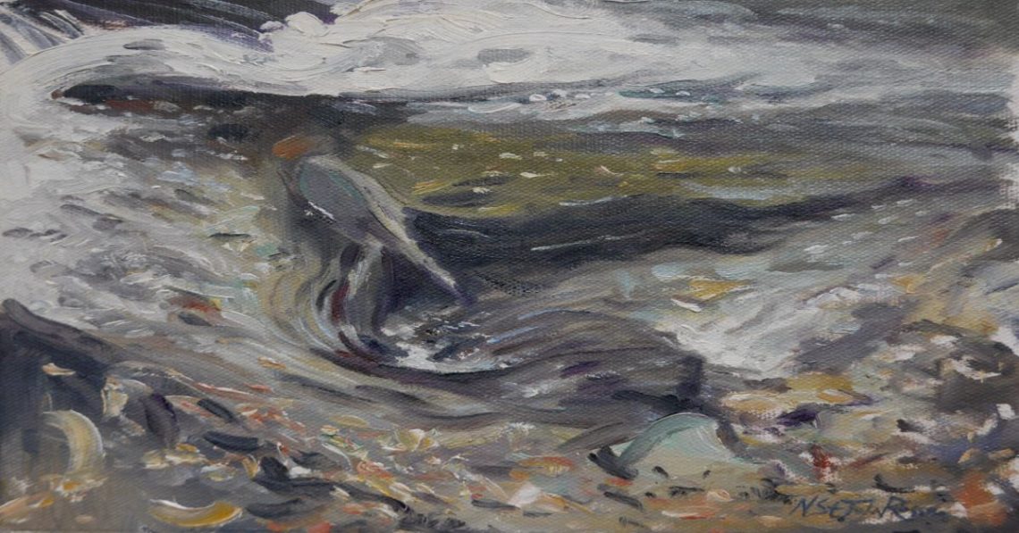 beach artwork canvas in Cornwall UK