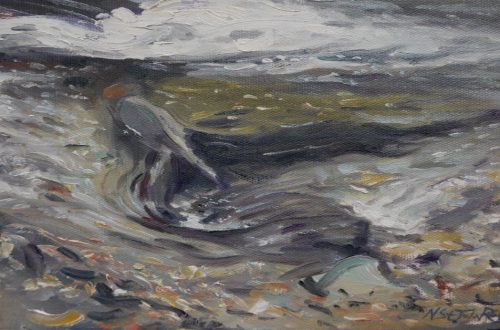 beach artwork canvas in Cornwall UK